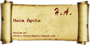 Haim Ágota névjegykártya